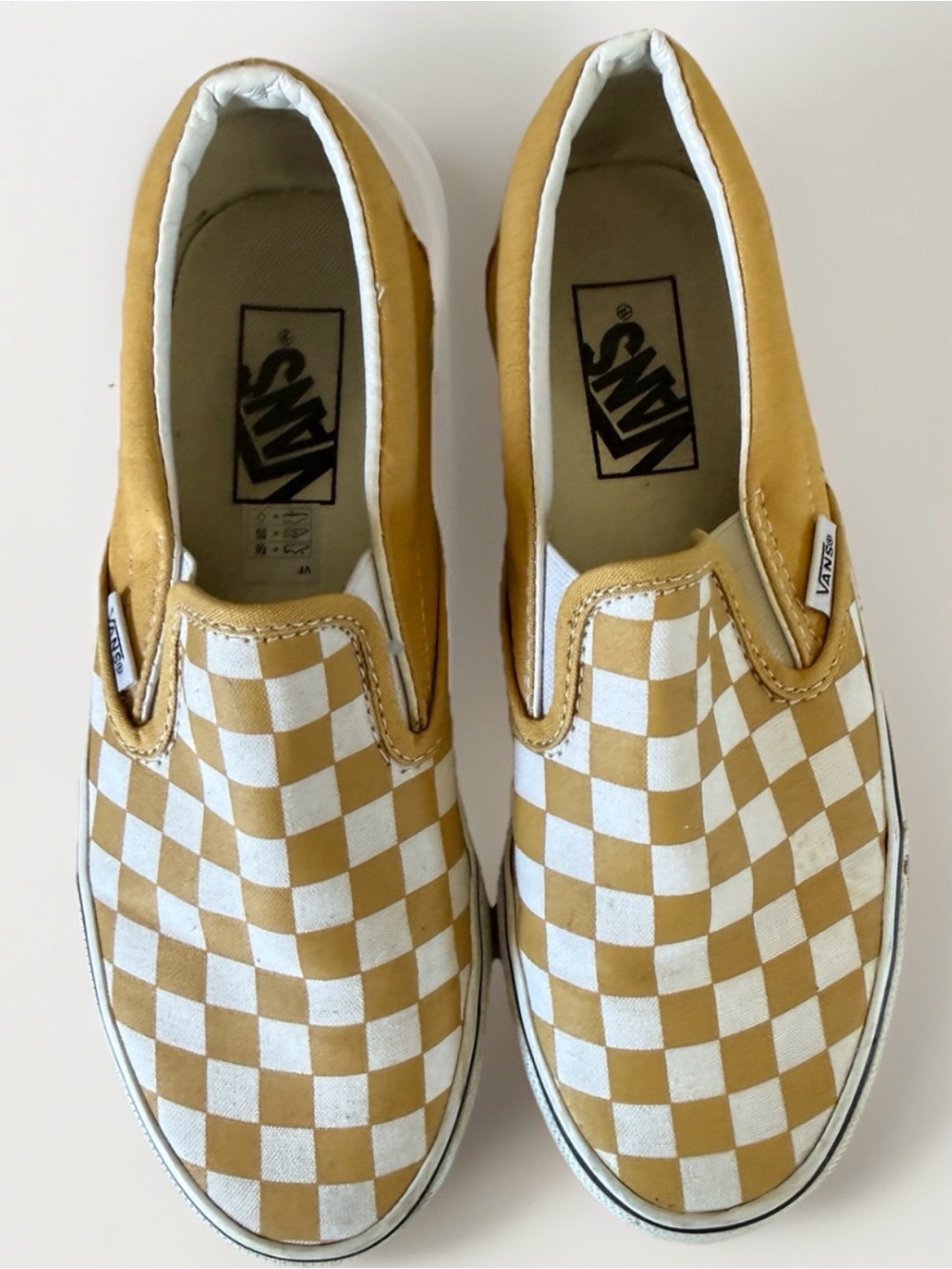 Vans Checkerboard Slip-On Mustard White Size 7.5 Women - Picture 2 of 9